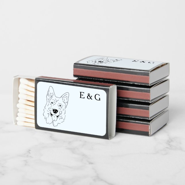 German Shepard Bulk Wedding Favors Matchbox Matchboxes (Stacked)