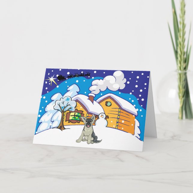 german shepard cabin holiday card (Front)