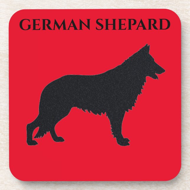 GERMAN SHEPARD coasters with cork back set. (Front)