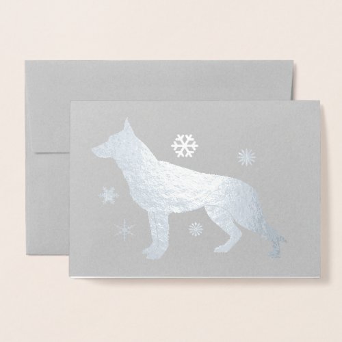 German Shepard Dog GSD Snowflakes Foil Card