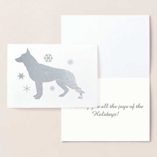 German Shepard Dog GSD Snowflakes Foil Card