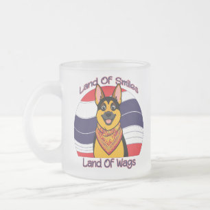 German Shepard In Thailand Land Of Smiles And Wags Frosted Glass Coffee Mug
