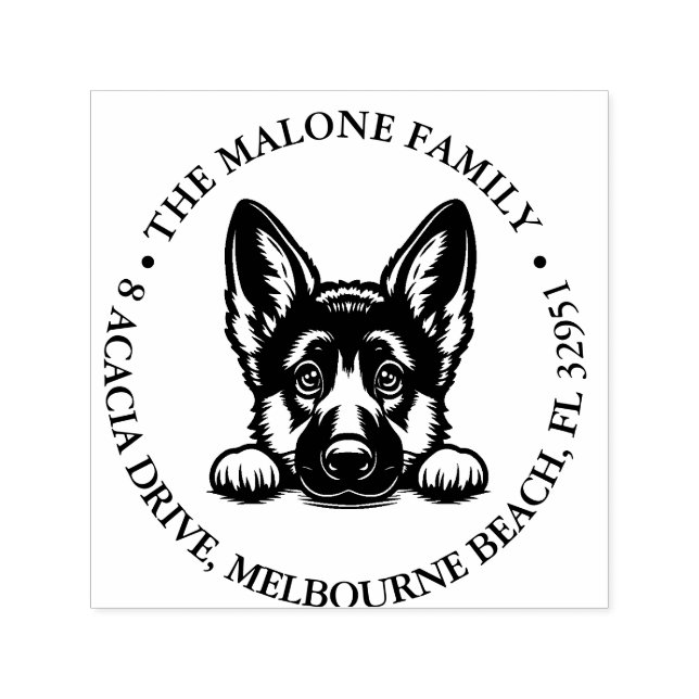 German Shepard Puppy Personalized Theme  Self-inking Stamp (Design)