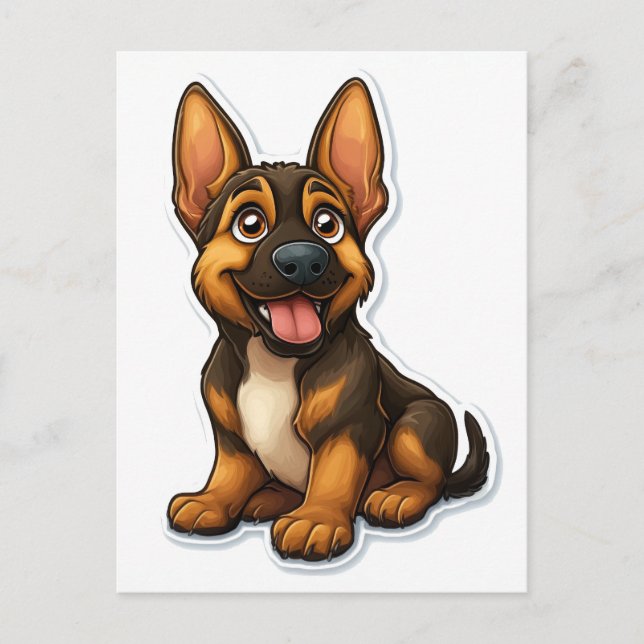 German Shepard Puppy Postcard (Front)