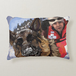 German Shepard Search and Rescue in the Snow Accent Pillow