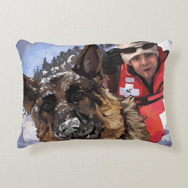 German Shepard Search and Rescue in the Snow Accent Pillow (Front)