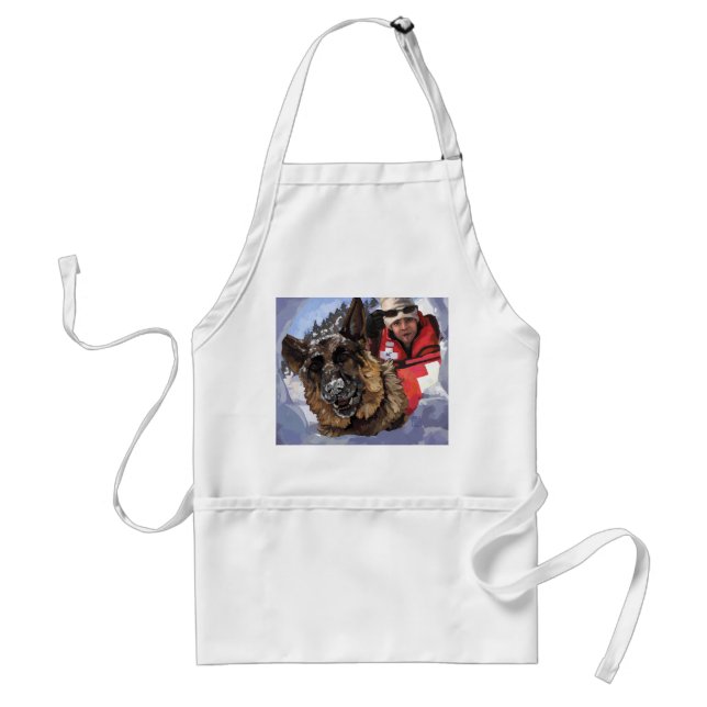 German Shepard Search and Rescue in the Snow Adult Apron (Front)