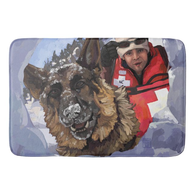 German Shepard Search and Rescue in the Snow Bathroom Mat (Front)