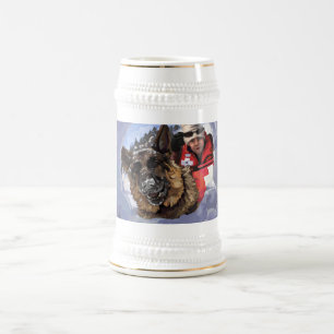 German Shepard Search and Rescue in the Snow Beer Stein