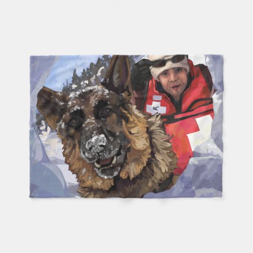 German Shepard Search and Rescue in the Snow Fleece Blanket