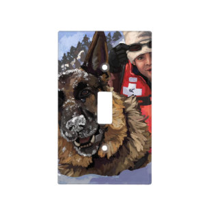 German Shepard Search and Rescue in the Snow Light Switch Cover