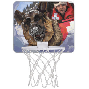 German Shepard Search and Rescue in the Snow Mini Basketball Hoop