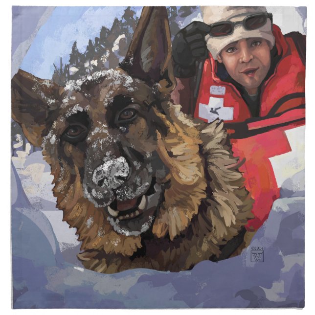 German Shepard Search and Rescue in the Snow Napkin (Front)