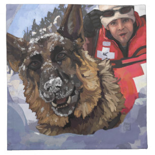 German Shepard Search and Rescue in the Snow Napkin
