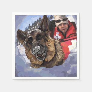 German Shepard Search and Rescue in the Snow Napkins