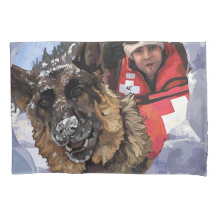 German Shepard Search and Rescue in the Snow Pillow Case