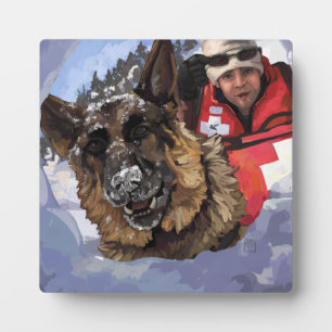 German Shepard Search and Rescue in the Snow Plaque