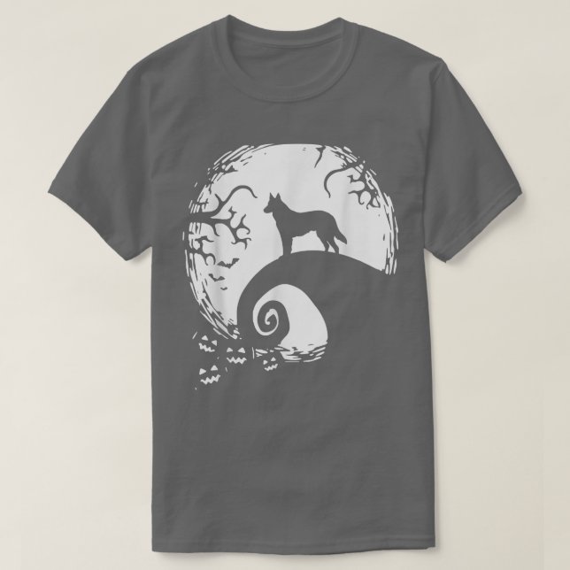 German Sheperd Halloween Under The Moonlight Spook T-Shirt (Design Front)