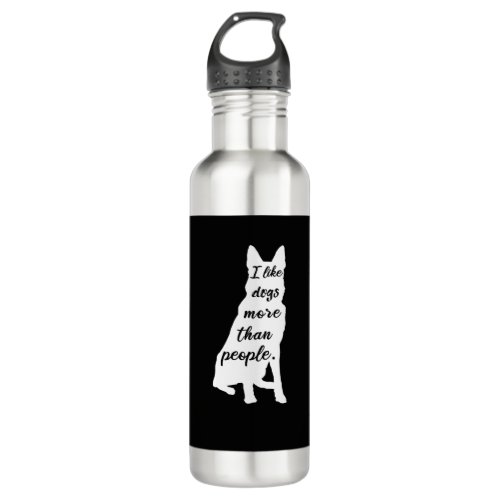 German Sheperd I Like Dogs White Design Stainless Steel Water Bottle