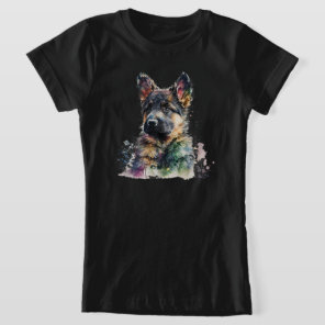 German Sheperd Puppy Watercolor Art T-Shirt