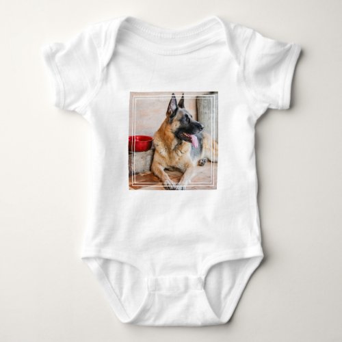 German Sheperd Resting By Water Basin Baby Bodysuit