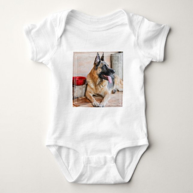 German Sheperd Resting By Water Basin Baby Bodysuit (Front)