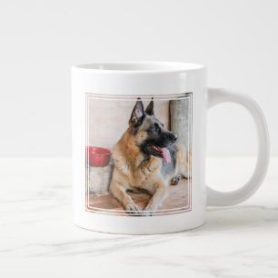 German Sheperd Resting By Water Basin Giant Coffee Mug