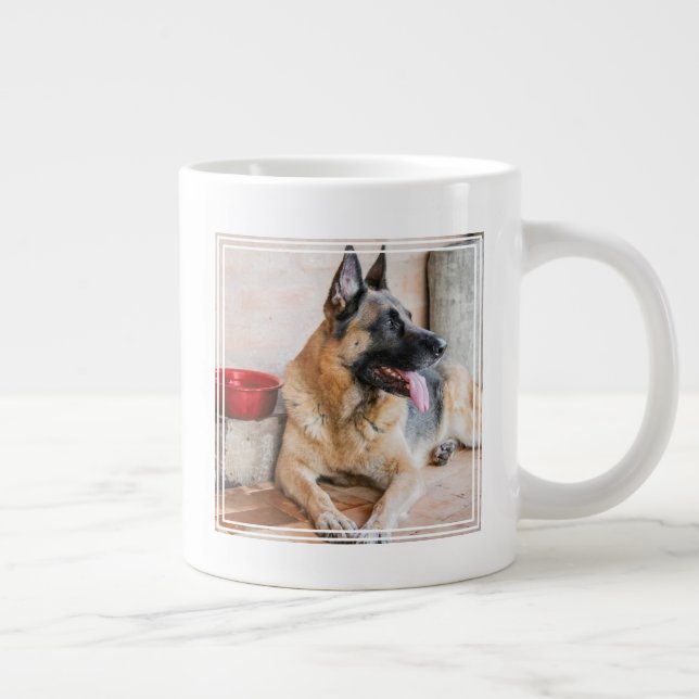 German Sheperd Resting By Water Basin Giant Coffee Mug (Right)