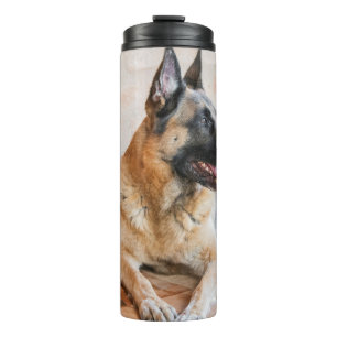 German Sheperd Resting By Water Basin Thermal Tumbler