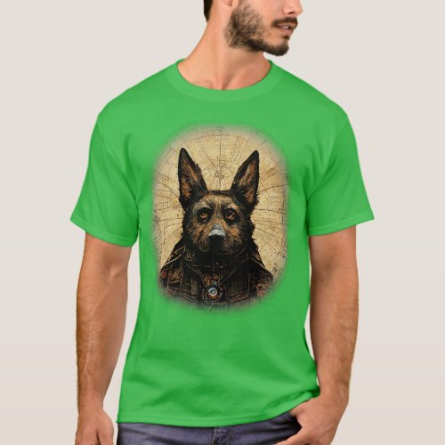German Sheperd Surreal Steampunk Artwork Dog Lover T_Shirt