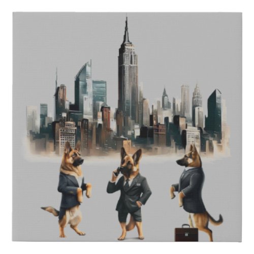 German Shephards in New York City   Faux Canvas Print