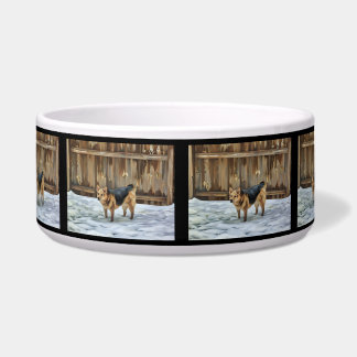 German Shepheard In The Snow Medium Pet Bowl