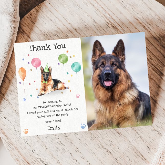 German Shepher Puppy Dog Birthday Thank You Card (Creator Uploaded)