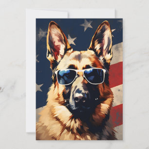 German Shepherd 4th of July Independence day Holiday Card