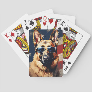 German Shepherd 4th of July Independence day Poker Cards