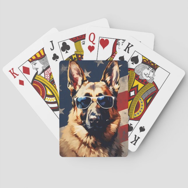 German Shepherd 4th of July Independence day Poker Cards (Back)