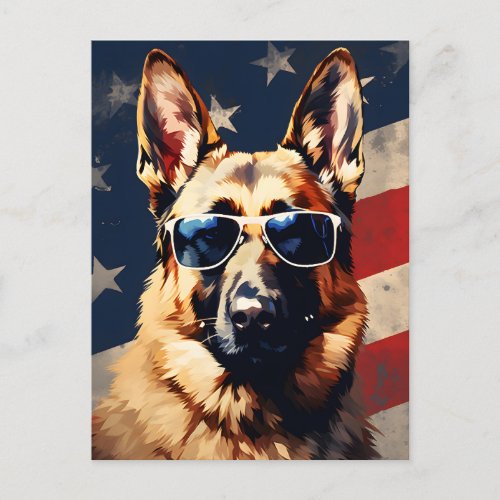 German Shepherd 4th of July Independence day Postcard
