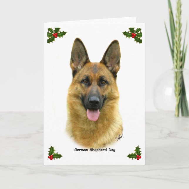 German Shepherd 9B51D-11 Holiday Card (Front)