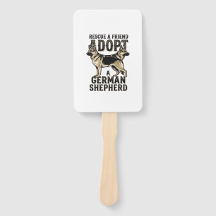 German Shepherd Adoption Vintage Rescue Dog Shirt Hand Fan