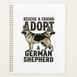 German Shepherd Adoption Vintage Rescue Dog Shirt Planner