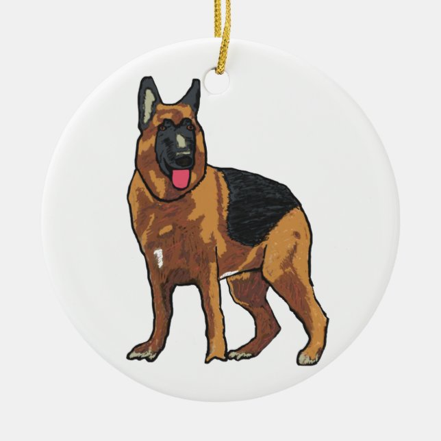 German Shepherd Alsatian Ceramic Ornament (Front)