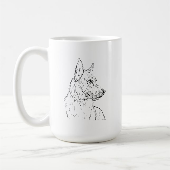 German Shepherd Alsatian Dog Art Coffee Mug (Left)