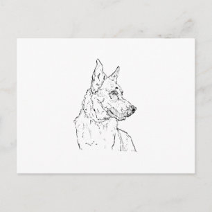 German Shepherd Alsatian Dog Art Postcard