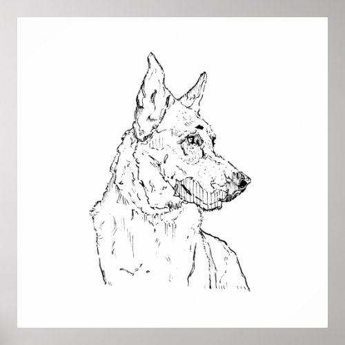 German Shepherd Alsatian Dog Art Poster