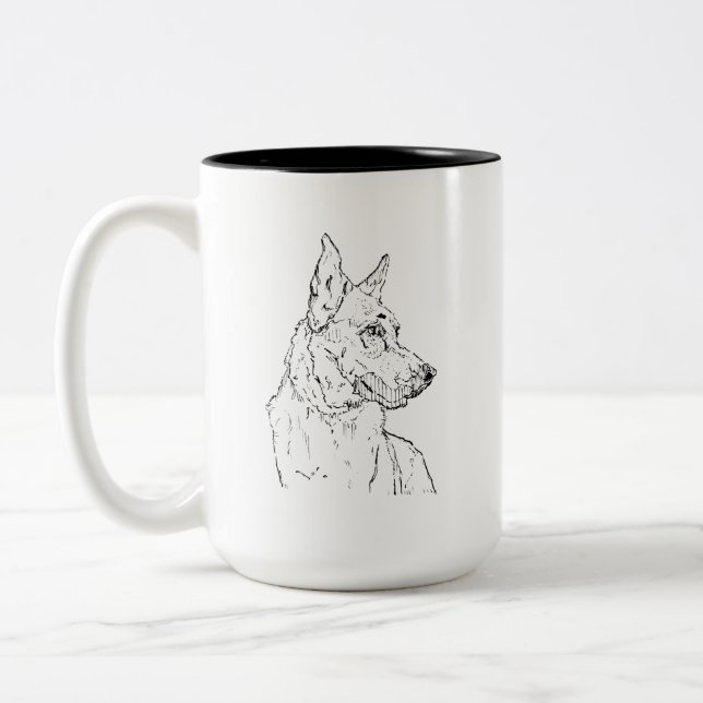 German Shepherd Alsatian Dog Art Two-Tone Coffee Mug (Left)