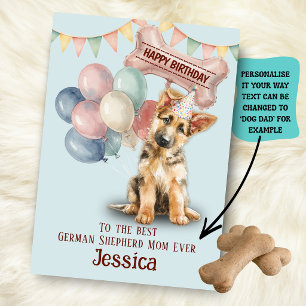 German Shepherd (Alsatian) Dog Mom/Dad Birthday Card