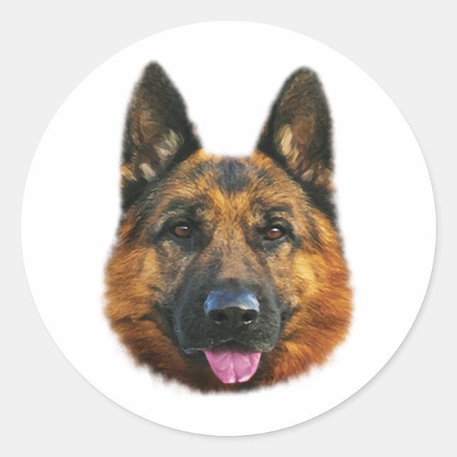 German Shepherd Alsatian K-9 Dog Classic Round Sticker (Front)