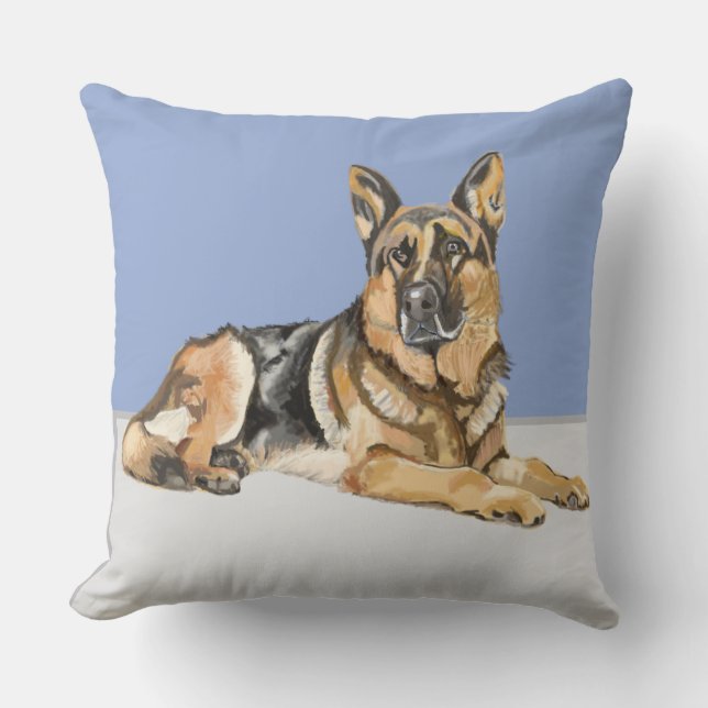 German Shepherd, Alsatian Throw Pillow (Front)