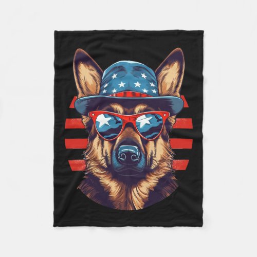 German Shepherd American Dog Fourth Of July 4th  Fleece Blanket