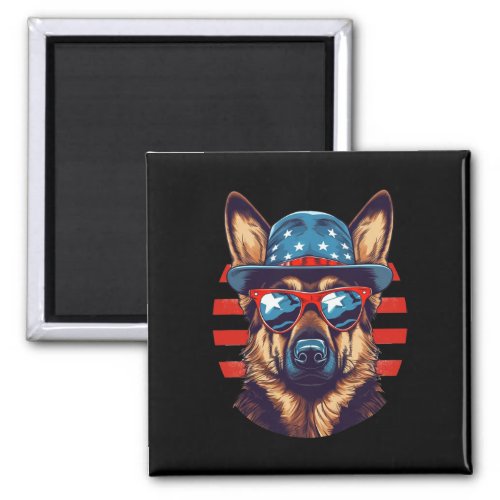 German Shepherd American Dog Fourth Of July 4th  Magnet